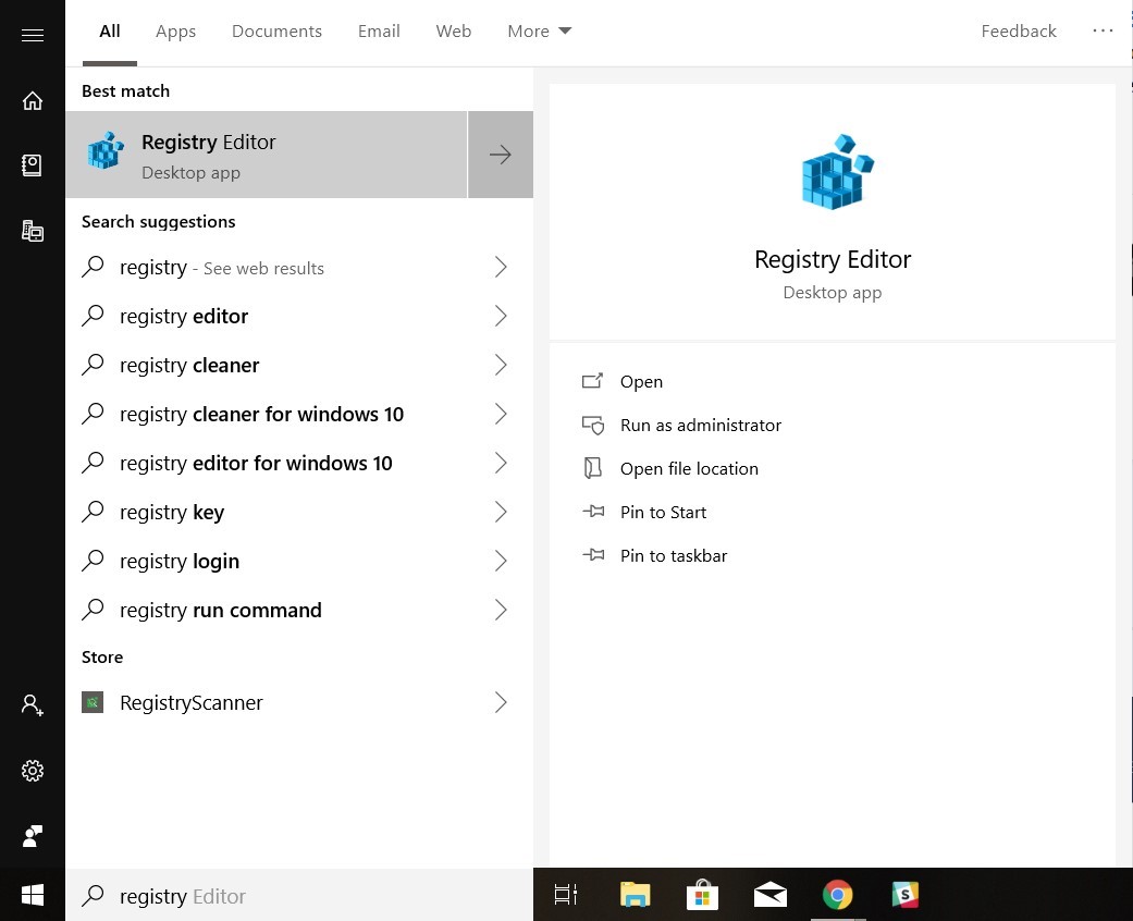 manually edit registry windows 10