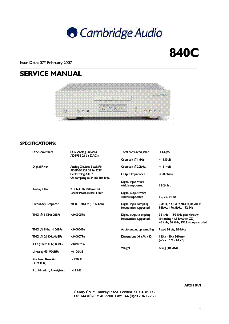 cambridge audio 840c manual download