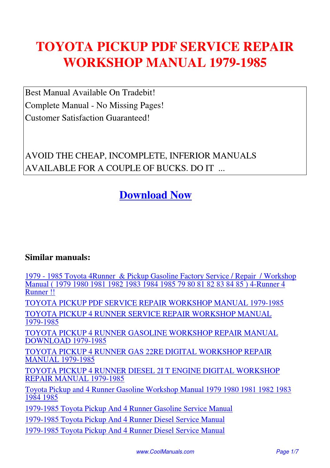 1985 toyota 4x4 pickup pdf owners manual