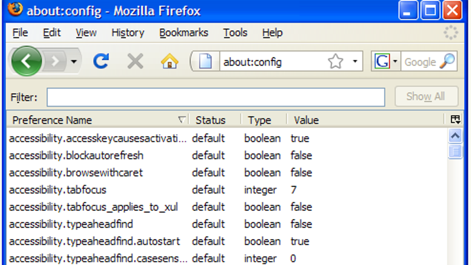 firefox edit about config manually