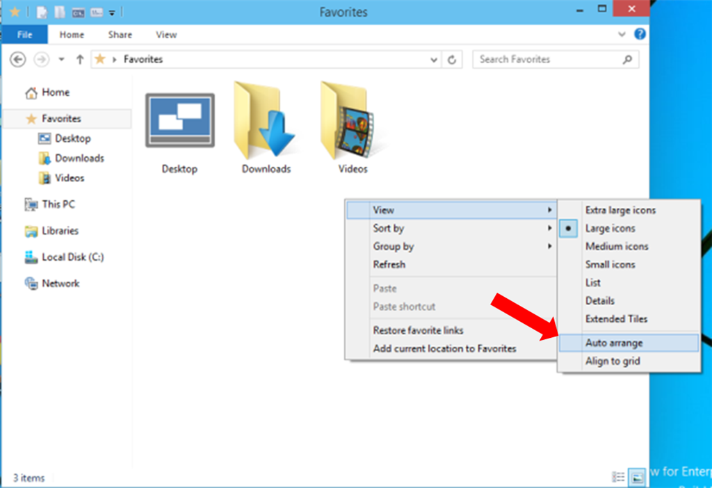 how to manually arrange files in a folder windows 8