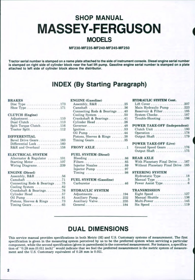 massey ferguson 204 service manual