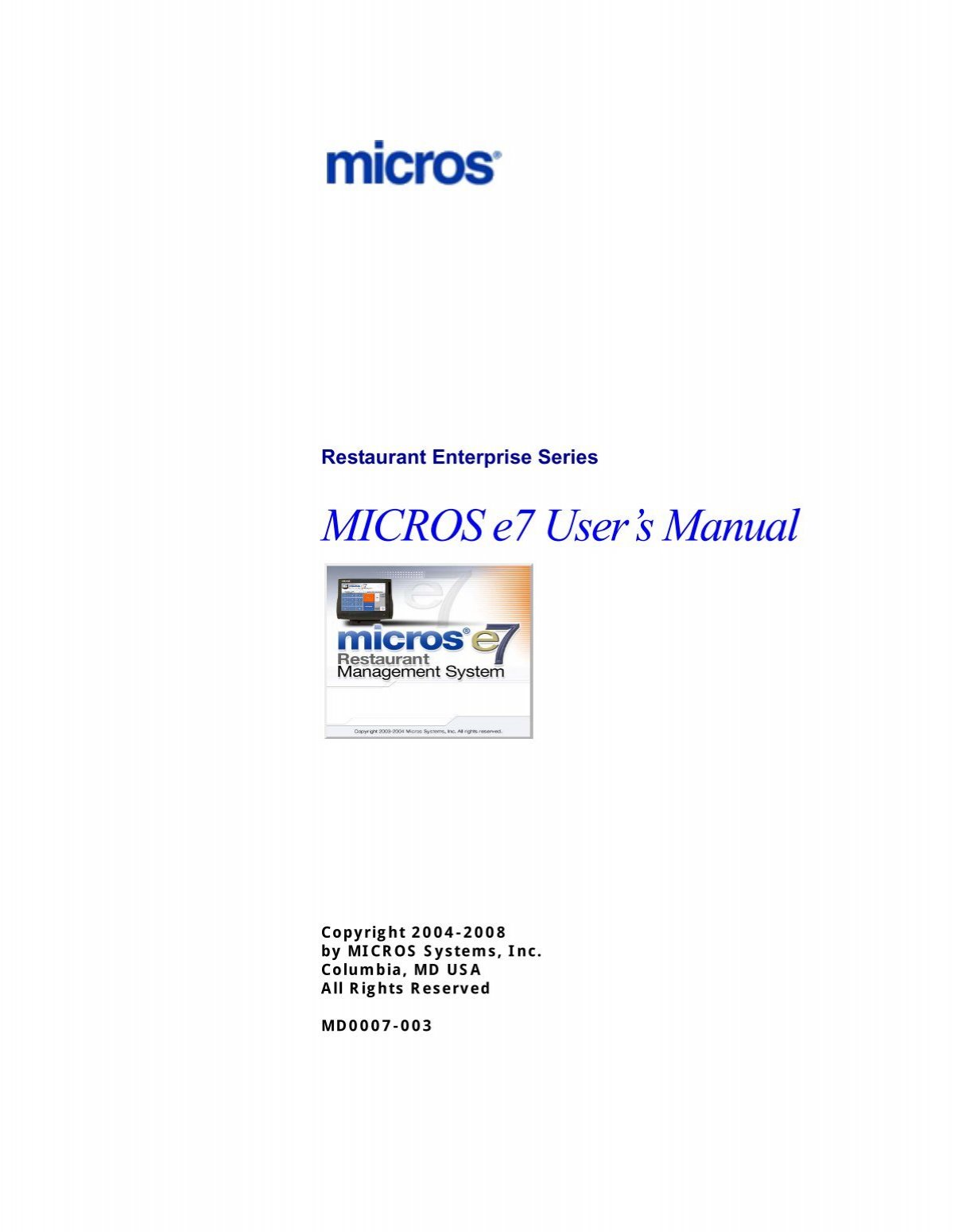 micros e7 restaurant pos system manual