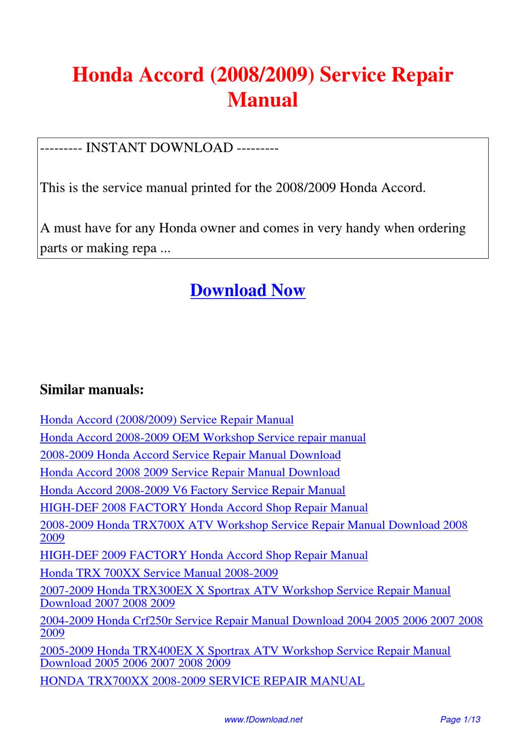 2004 oem honda accord service manual