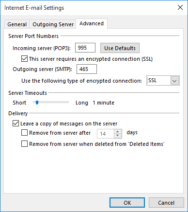 manual setup of additional server types missing outlook 2016