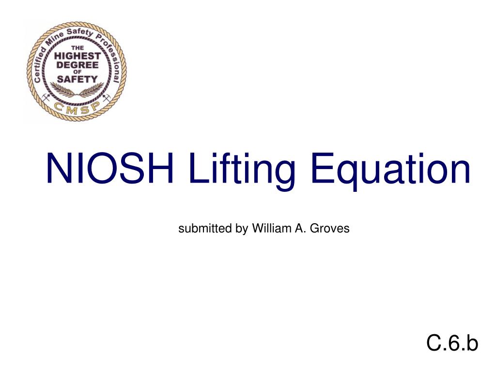 application manual for the revised niosh lifting equation publisher