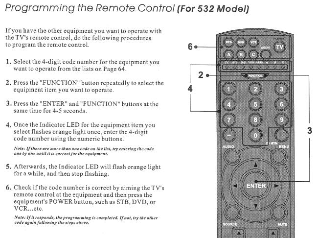 how to manually program my remote to my tv