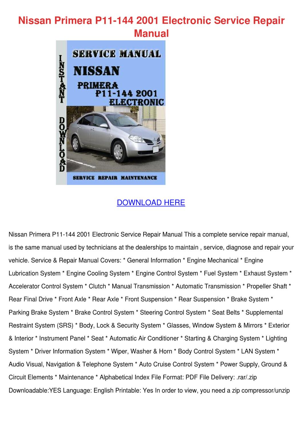 nissan primera p11 manual pdf