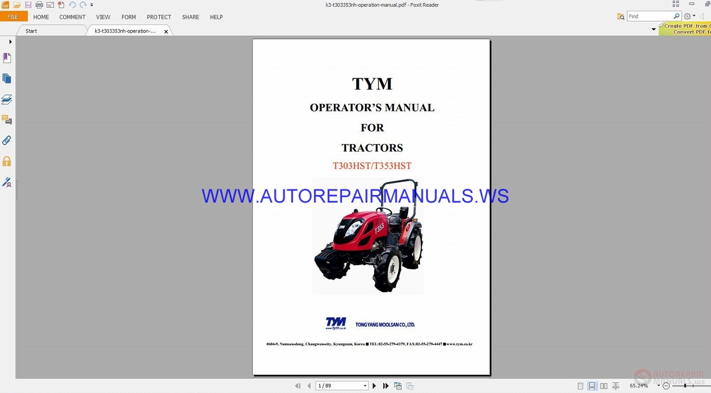 tym 254 tractor service manual