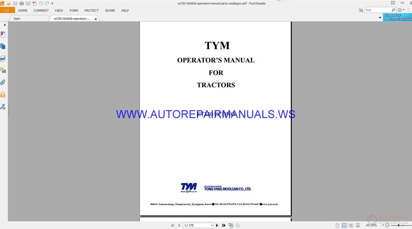 tym 254 tractor service manual