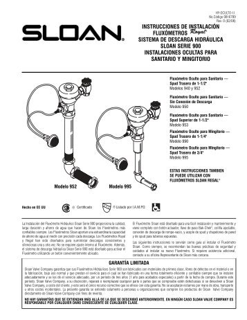 sloan royal 111-1.6 es-s manual