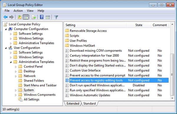 manually edit registry windows 10